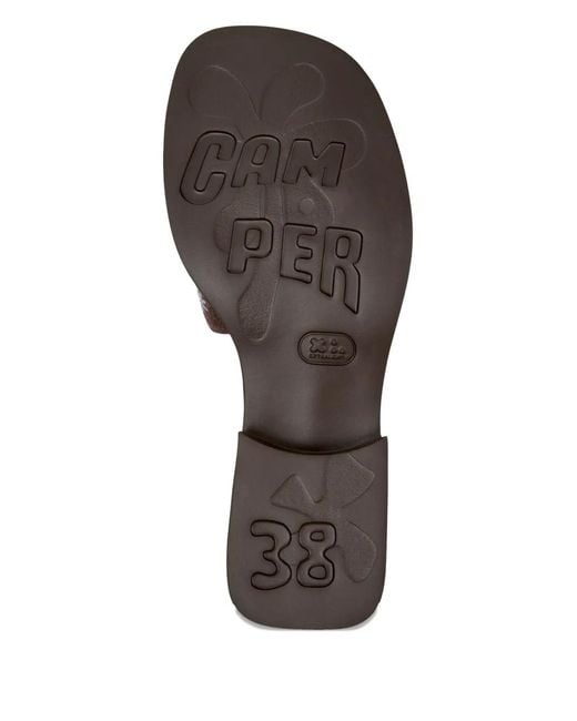 Camper Brown Flower Suede Dana Sandals
