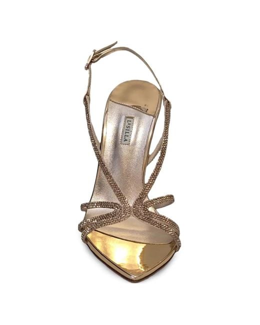 Le Silla Metallic Euginie Crystal-Embellished Pointed-Toe Sandals