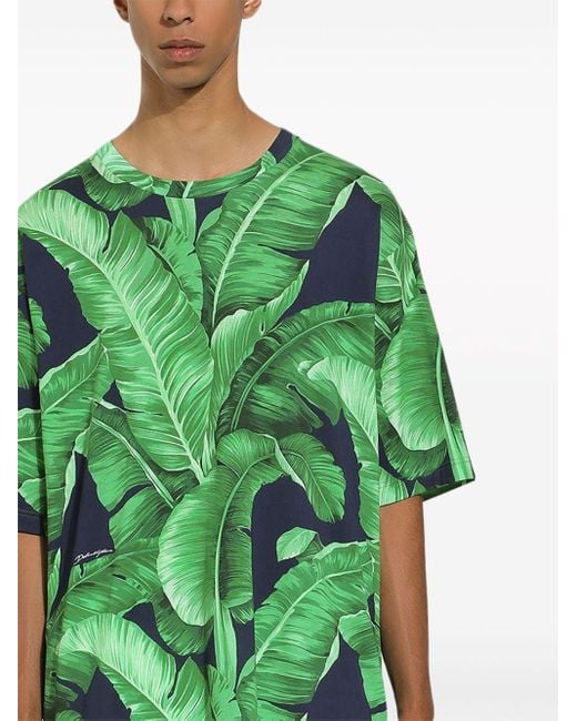 Camiseta de manga corta de algodón con estampado Banano Dolce & Gabbana de hombre de color Green