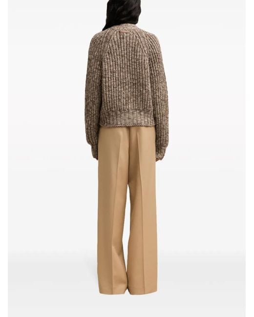 AMI Brown Ribbed Cardigan