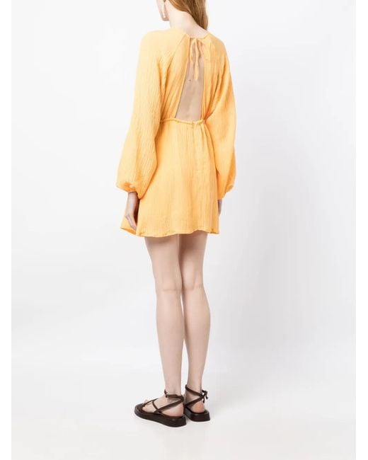 Faithfull The Brand Yellow Constance Open-Back Minidress