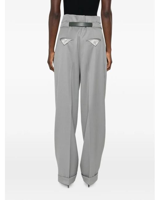 The Attico Gray Pleated Belted Trousers
