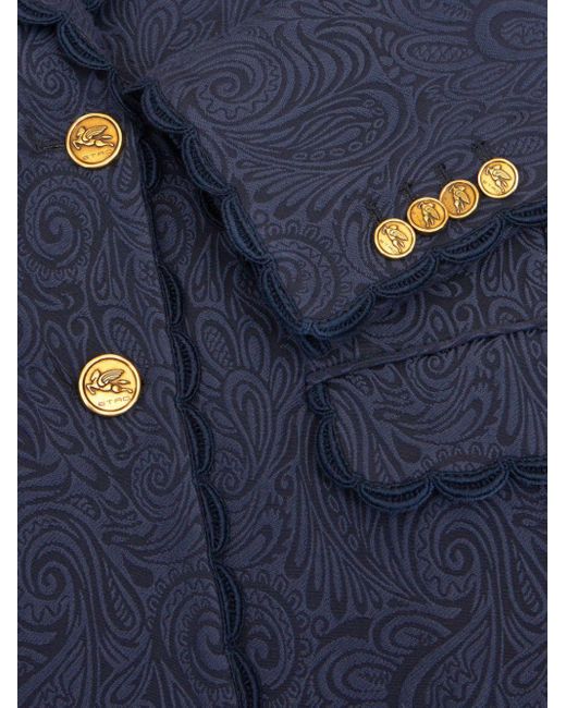 Etro ペイズリージャカード シングルジャケット Blue