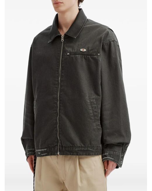Musium Div. Black Logo-Patch Zip-Up Jacket for men