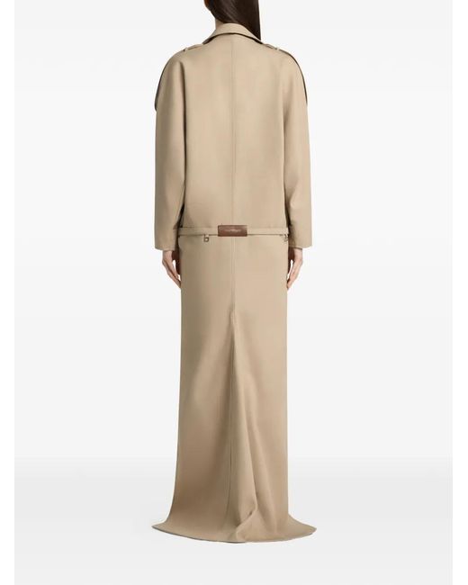 Courreges Natural Asymmetrical-Hem Trench Coat
