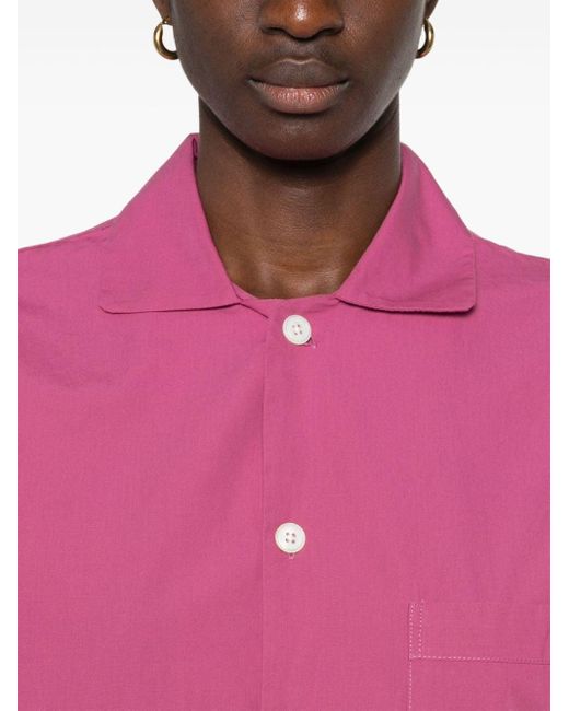 Tekla Pink Hemd mit Spreizkragen