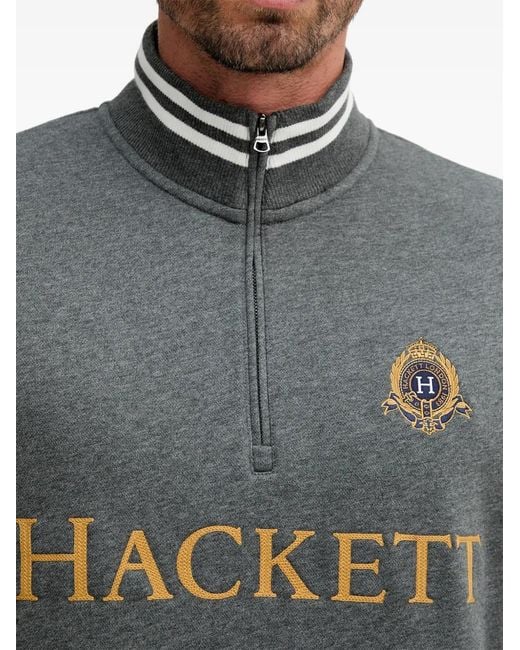 Hackett Gray Half-Zip Sweatshirt for men