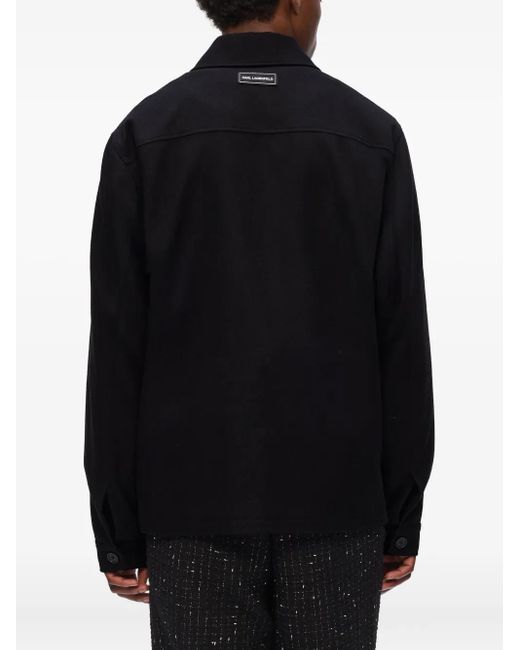 Karl Lagerfeld Black Zip-Pocket Shirt Jacket for men