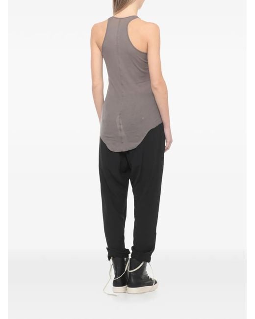 Rick Owens Gray Temple Basic Rib Tank Raw-Hem Top