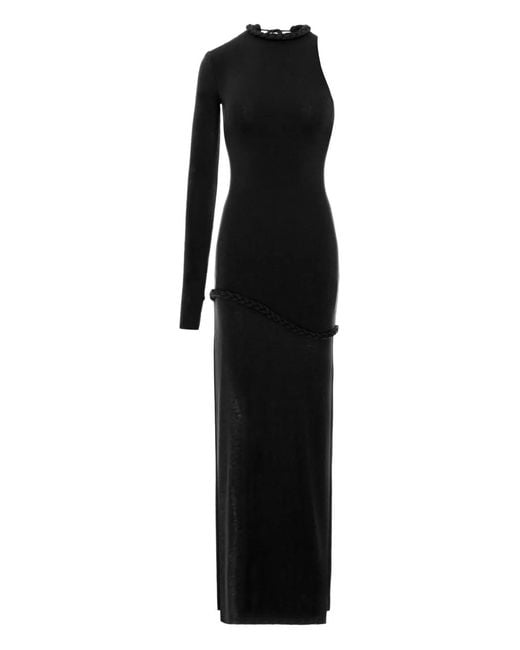 MANURI Black Candy One-Sleeve Braided-Detail Maxi Dress