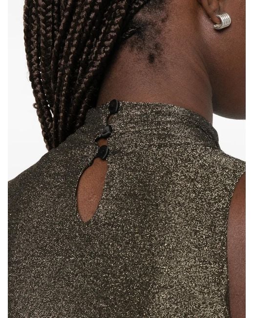 Forte_forte Gray Glitter-Effect High-Neck Body