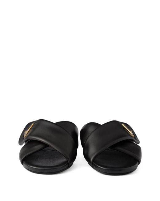 Prada Black Leahter Sandals