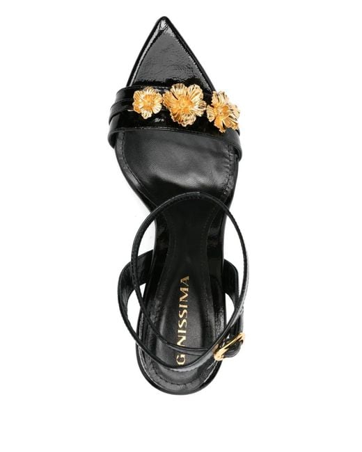 Ginissima Black X Moogu 100Mm Floral-Appliqué Heeled Sandals