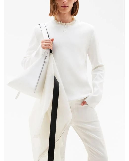 Courreges White Logo-Patch Buttoned Sweater for men