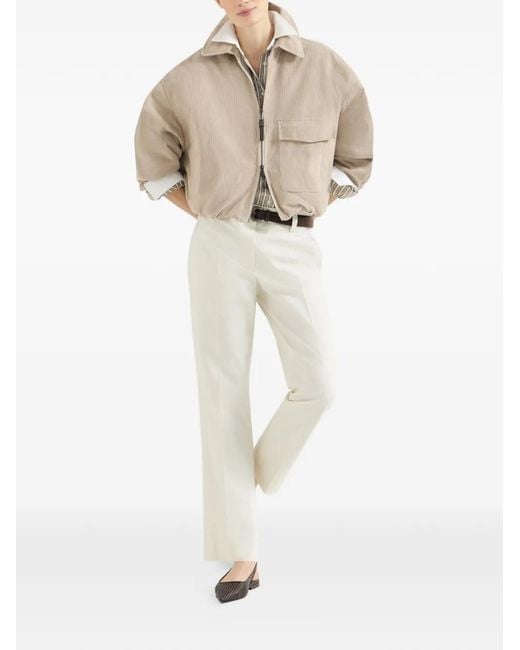 Brunello Cucinelli White Netted Leather Slingback Flats