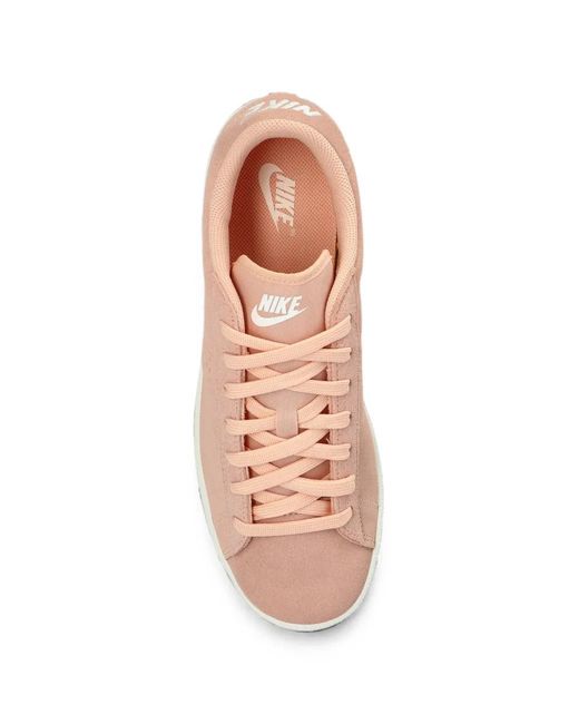 Nike Pink Perforated-Logo Suede Sneakers