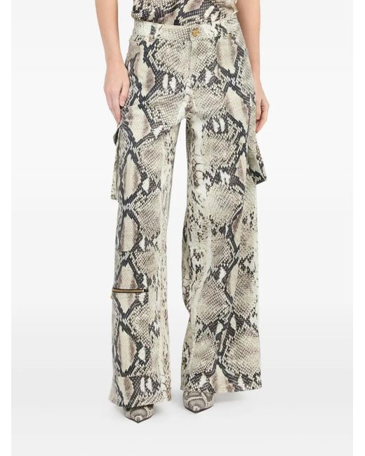 Roberto Cavalli Cargo Broek Met Pythonprint in het White