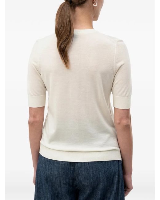 Boss White Short-Sleeve Crew-Neck Sweater