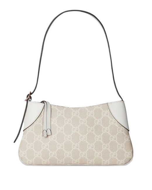 Gucci Natural Schultertasche Mit Gg-Muster