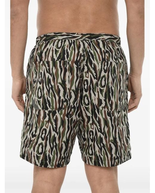 Woolrich Black Patterned Drawstring Swim Shorts for men