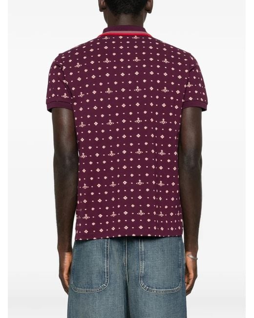 Vivienne Westwood Purple Deep Polo Shirt With Contrasting Collar And Tailored Fit for men
