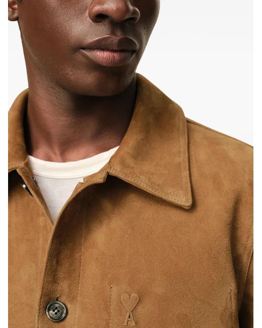 AMI Brown Ami De Coeur Buttoned Jacket for men