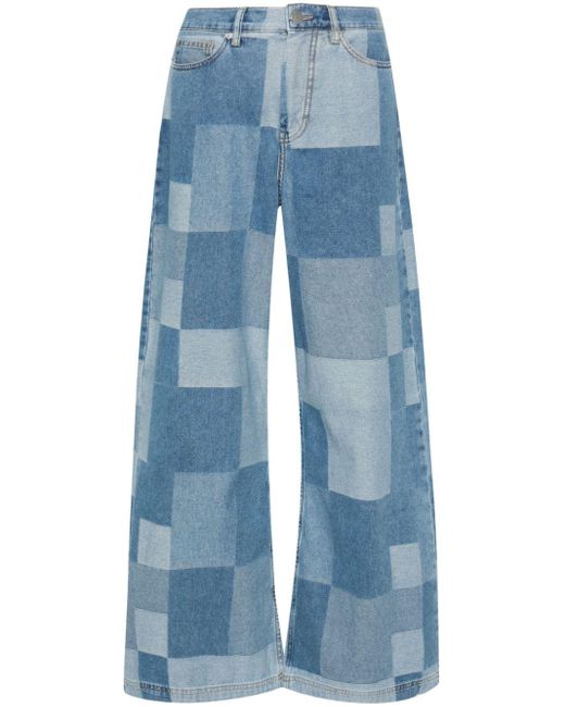 Munthe Blue Ecube High-rise Wide-leg Jeans
