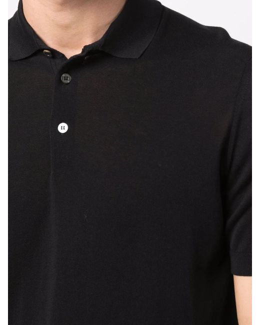 Drumohr Black Short-Sleeve Polo Shirt for men