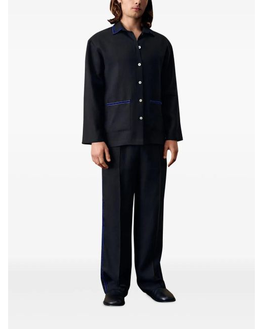 Sleeper Black Paros Linen Pajama Shirt