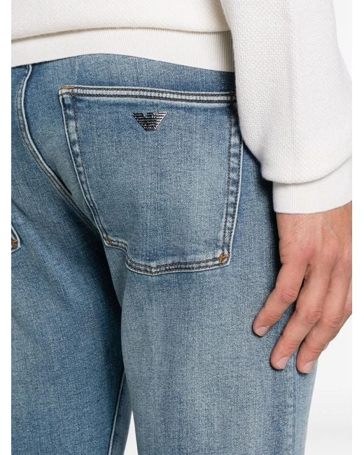Emporio Armani Blue Straight-Leg Trousers for men
