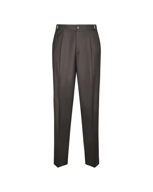 Cellar Door Gray Pleated Side-Buckle Trousers for men