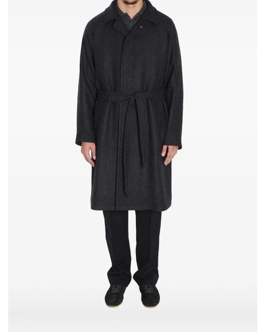 Tagliatore Black Salomon Belted Coat for men