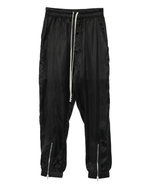 Rick Owens Black Drawstring Zip-Cuff Trousers