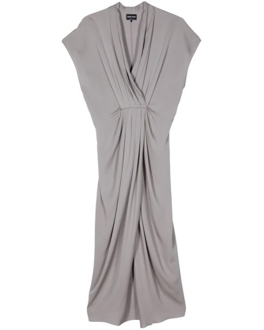Robe superposée à ourlet plissé Giorgio Armani en coloris Gray