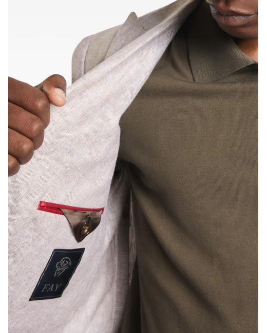 Veste Croisée À Revers Pointus Fay pour homme en coloris White
