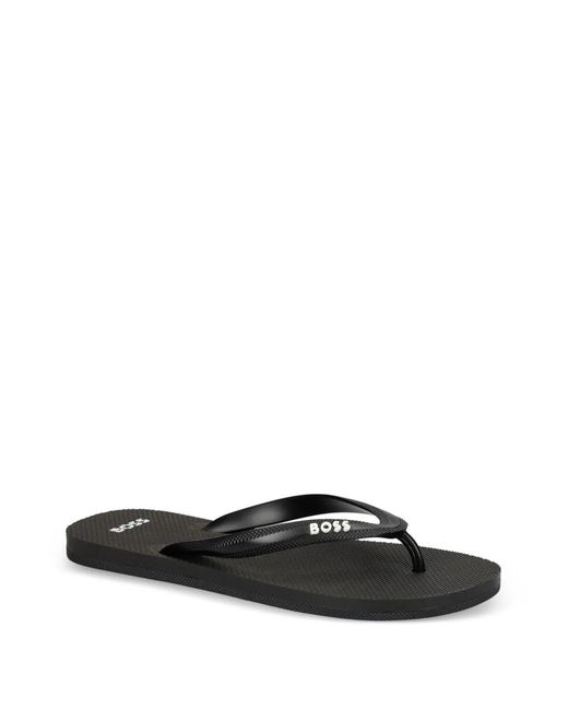 Boss Black Italian-Made Flip-Flops With Contrast Logo Detail for men