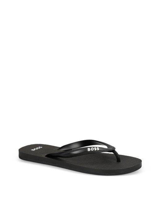 Boss Black Italian-Made Flip-Flops With Contrast Logo Detail for men