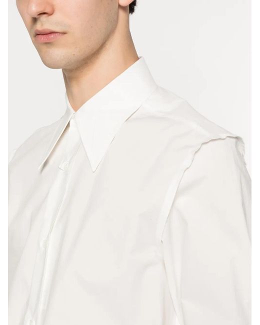 MM6 by Maison Margiela White Raw-Edge Layered-Detail Shirt for men