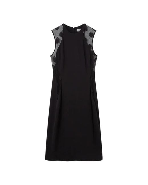 Stella McCartney Black Polka-Dot Mesh-Panel Mini Dress