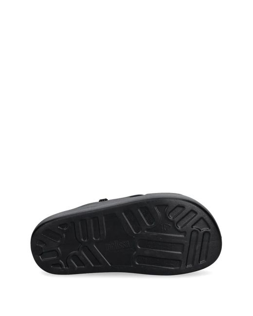Melissa Black Cross-Strap Platform Slides
