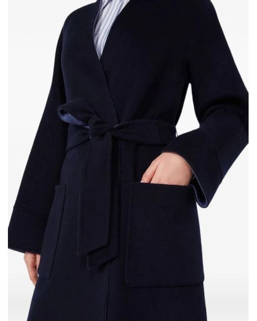 Max Mara Black Reversible Belted Virgin-Wool Coat
