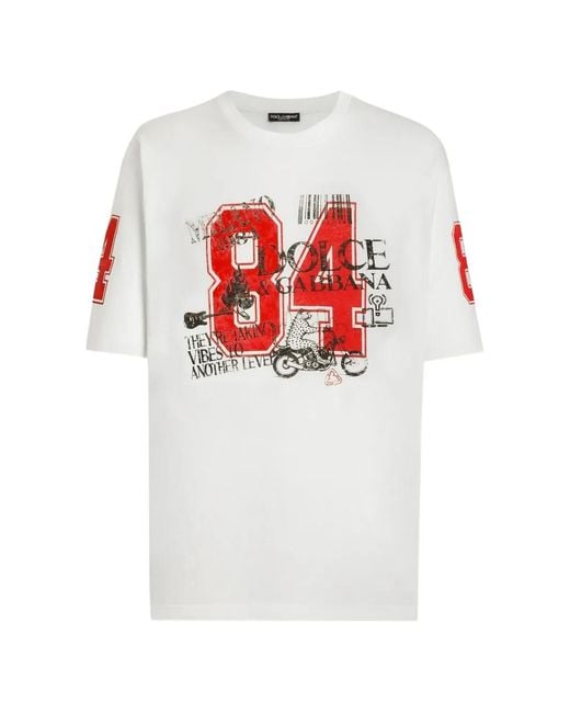 Dolce & Gabbana White Dolce & Gabbana Printed T-Shirt for men