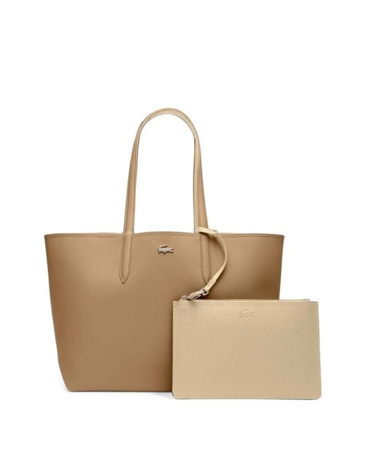 Lacoste Natural Anna Logo-Plaque Pouch-Detail Tote Bag