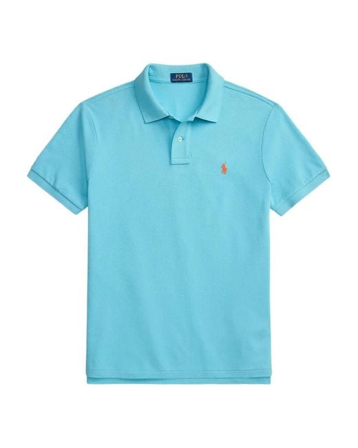 Polo Ralph Lauren Blue Slim Fit Cotton Pique Polo Shirt for men
