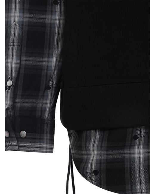 メンズ Mastermind Japan スカル レイヤード スウェットシャツ Black