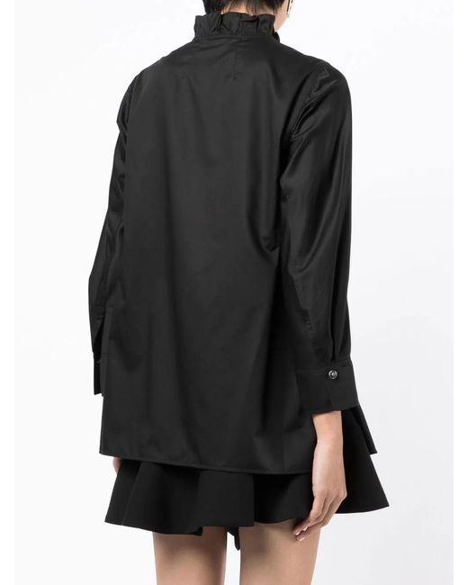 Shiatzy Chen Black Lace-Collar Detail Shirt