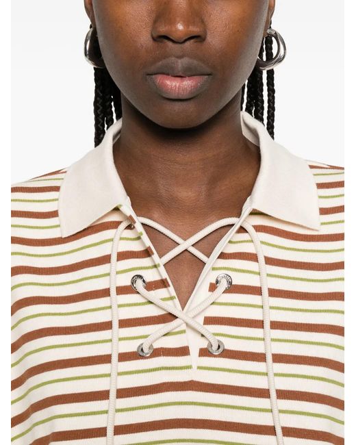 Moncler White Cotton Stripe Polo Shirt