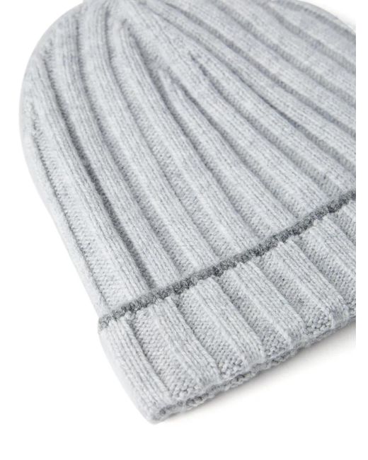 Brunello Cucinelli Gray Ribbed Hat for men