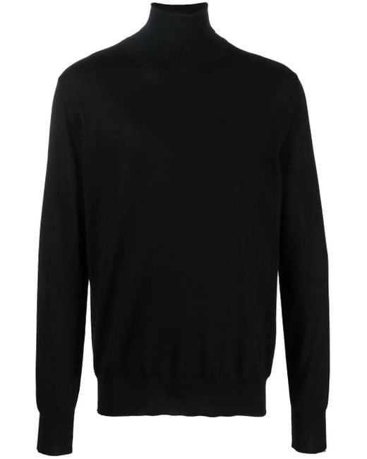 Jil Sander Black Fine-Knit Roll-Neck Jumper for men