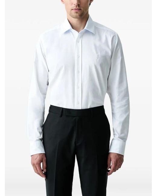 Karl Lagerfeld White Embroidered-Logo Shirt for men